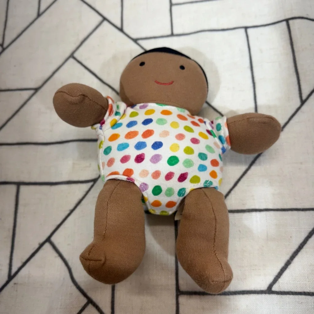 Lovevery Organic Cotton Baby Doll 7in Multicolor Polka Dot Sensory Plush Toy